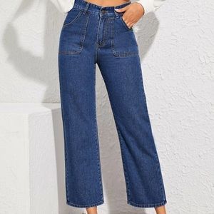 High Waisted Ankle Cropped Flare Mom Jeans Denim